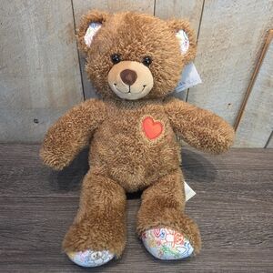Build A Bear Hearts n Hugs Doodle Paws Brown Teddy Red Heart Stuffed Plush 16"